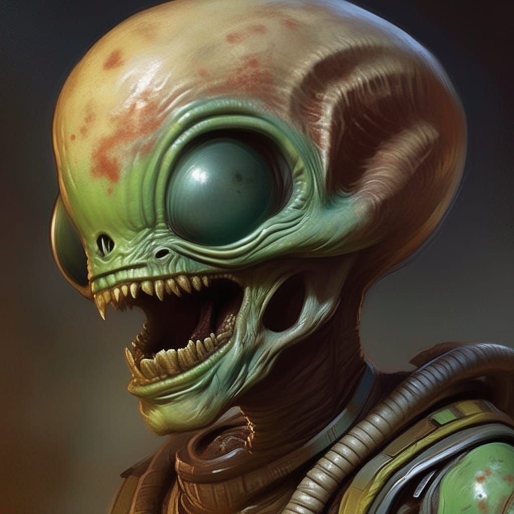 Mars Attacks Alien Portrait in Dark Fantasy Style