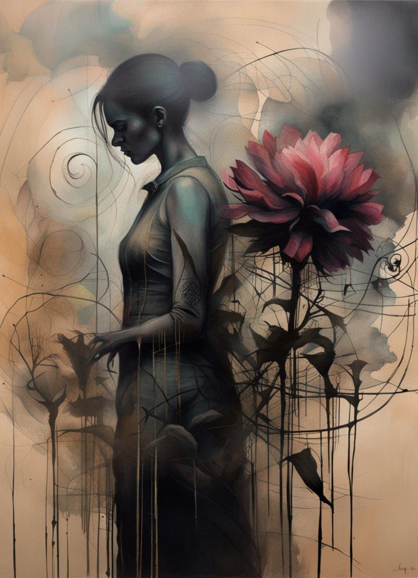 Dead Flower: Bauhaus Graffiti Tenebrism Art