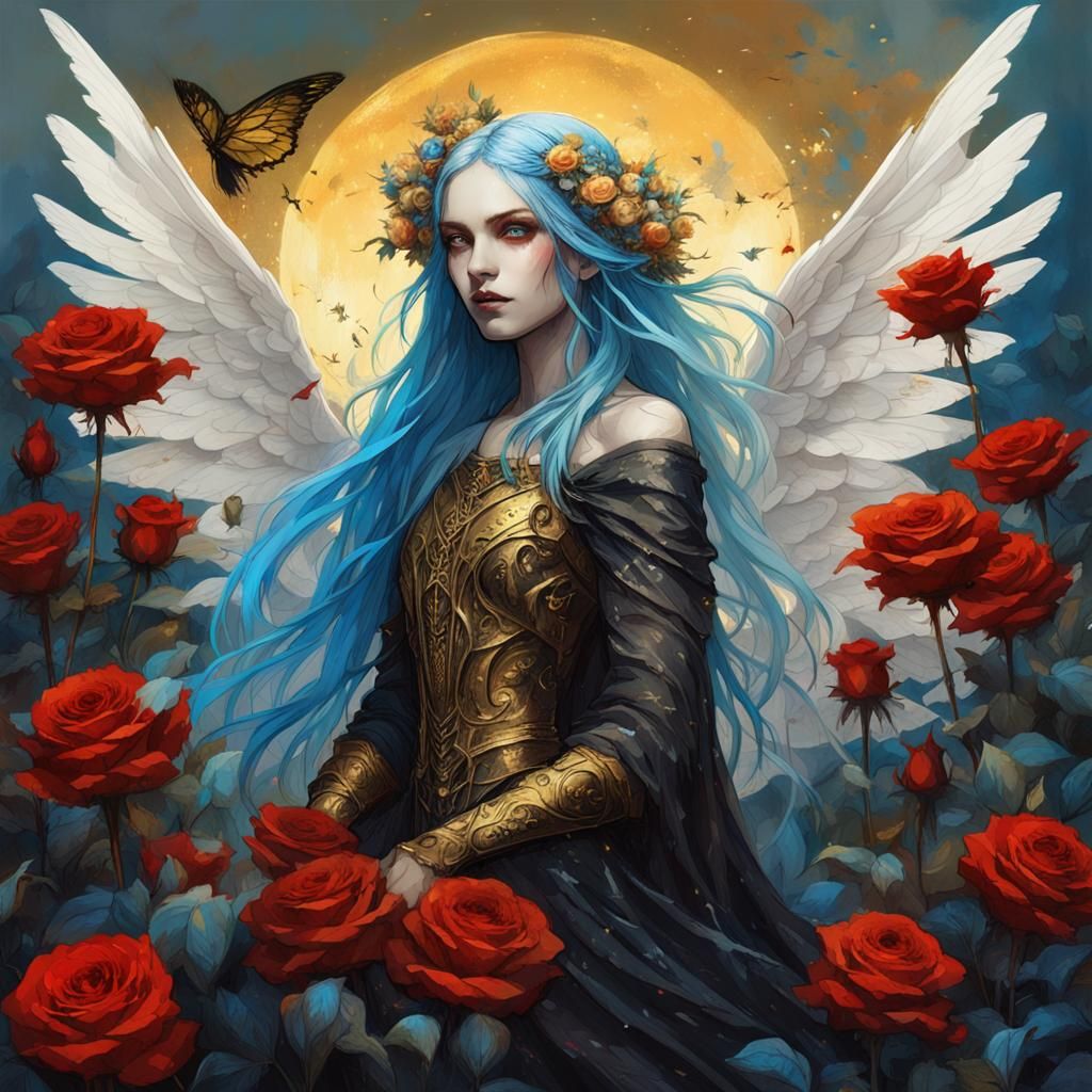 Fairy Queen with Angelic Wings in Gothic Fantasy Style