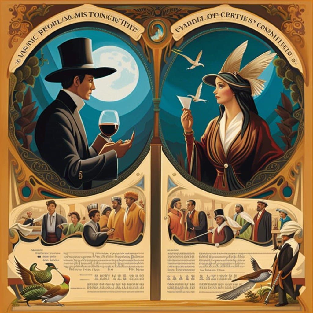 Detailed Magpie Bird Illustration in Mystic Fog