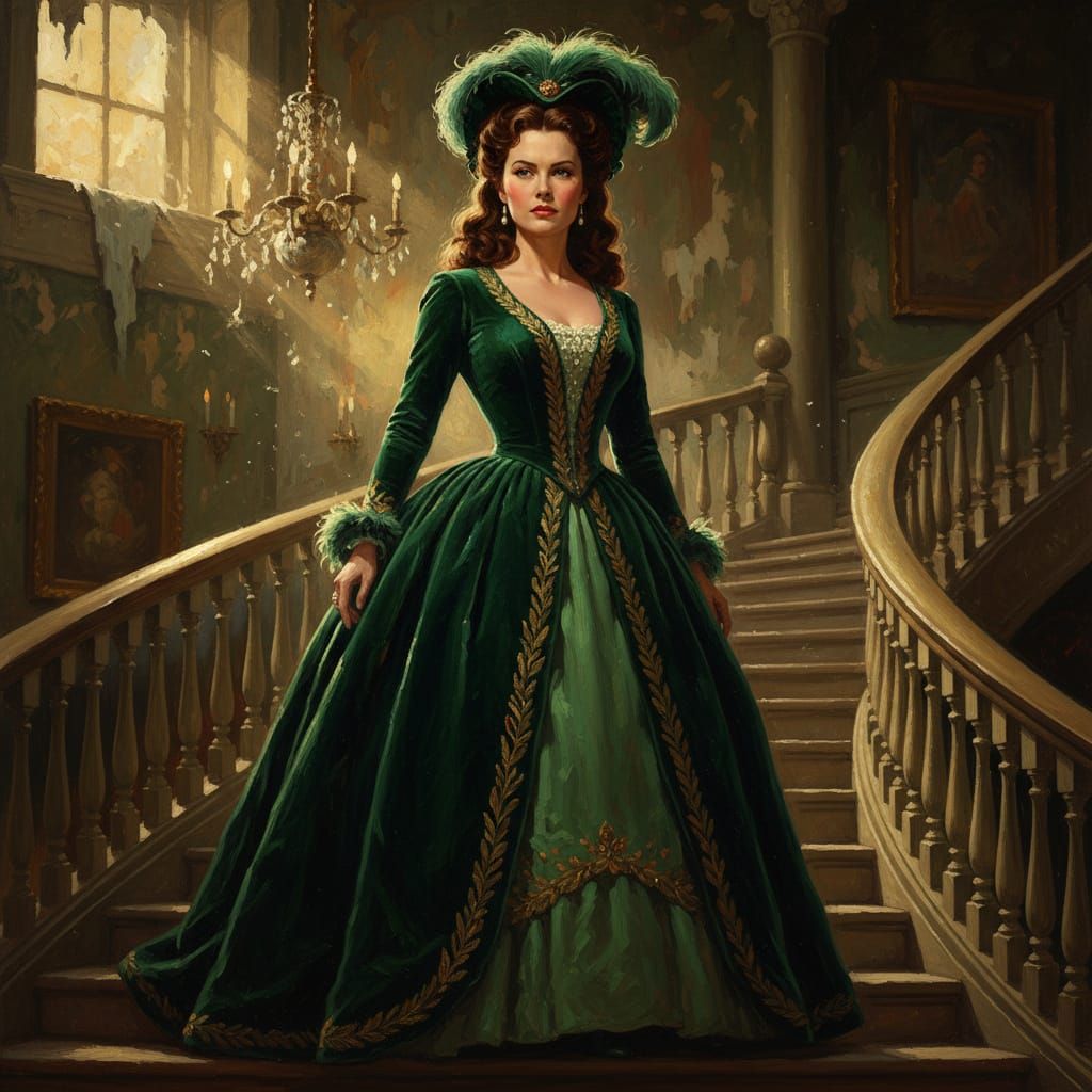 Scarlett O'Hara in Green Gown, Painterly Realism