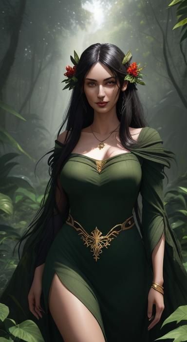 Exotic Girl Lost in Forest Maze: Fantasy Concept Art