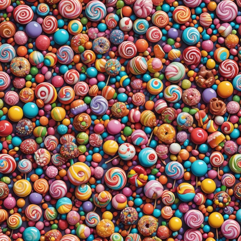 Hyperrealistic Candyland Art in Digital Illustration Style