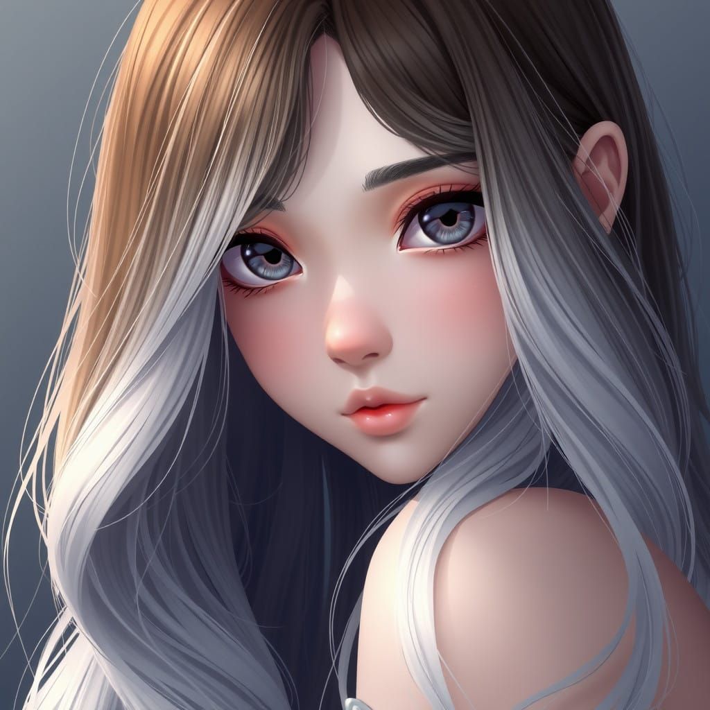 Ethereal Anime Goddess with Flowing Ombre Hair and Lavender ...