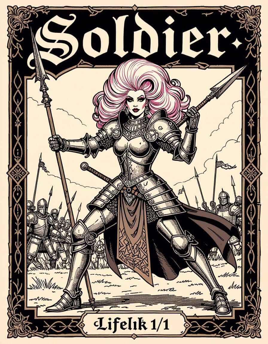 Drag Queen Medieval Soldier Token Card