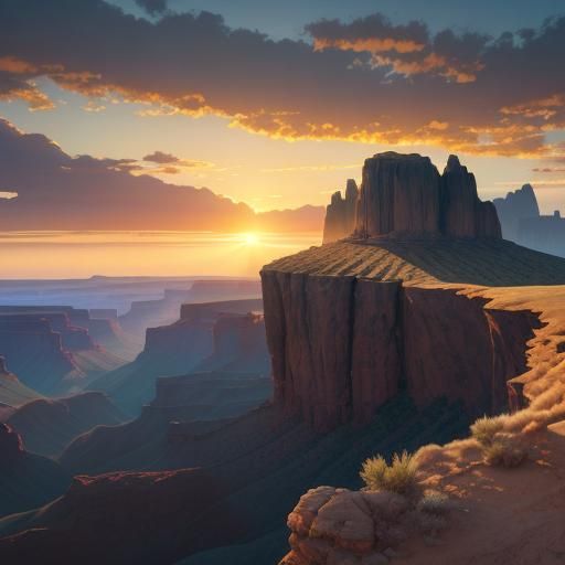 Majestic Canyon Landscape in Golden Light