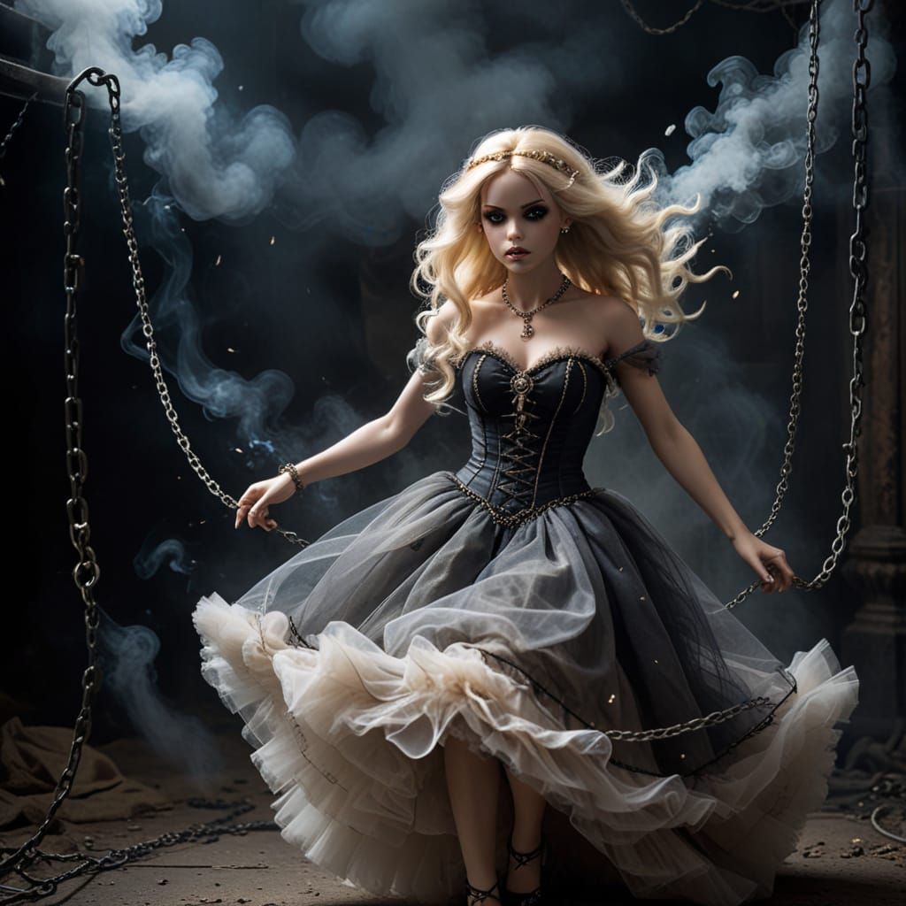 Ethereal Princess Escapes Chains in a Whirlwind of Smoke and...
