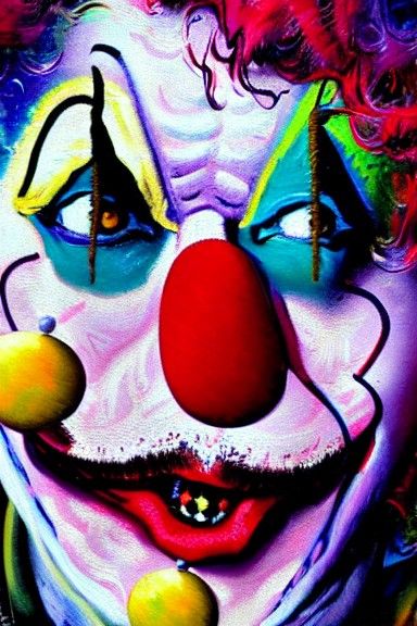 Sad Clown Portrait in Post-Impressionistic Style