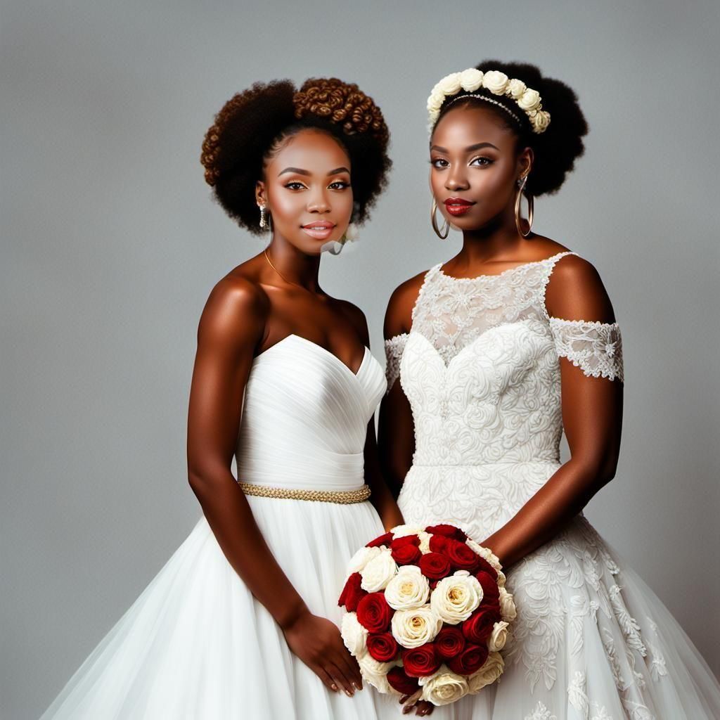 Bridesmaid and Bride in Dynamic Lighting Portrait