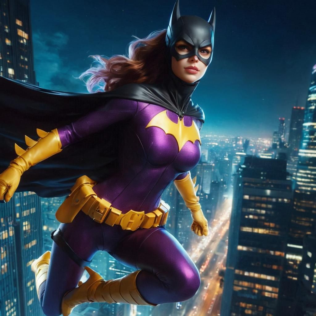 Batgirl in Purple Costume: 3D Anime Art