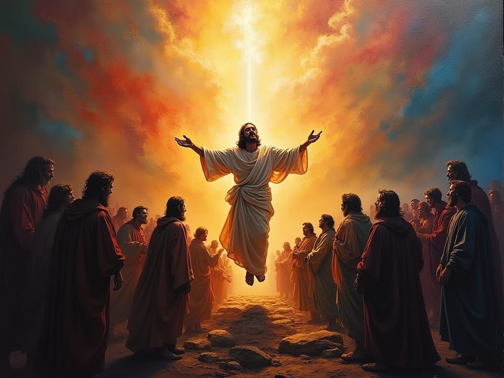 Resurrection of Christ in Dramatic Acrylic and Chalk Style