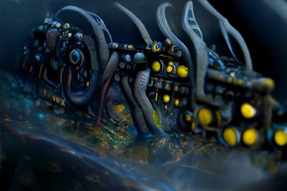 Steampunk Spaceship in Solar-Punk Diorama Style