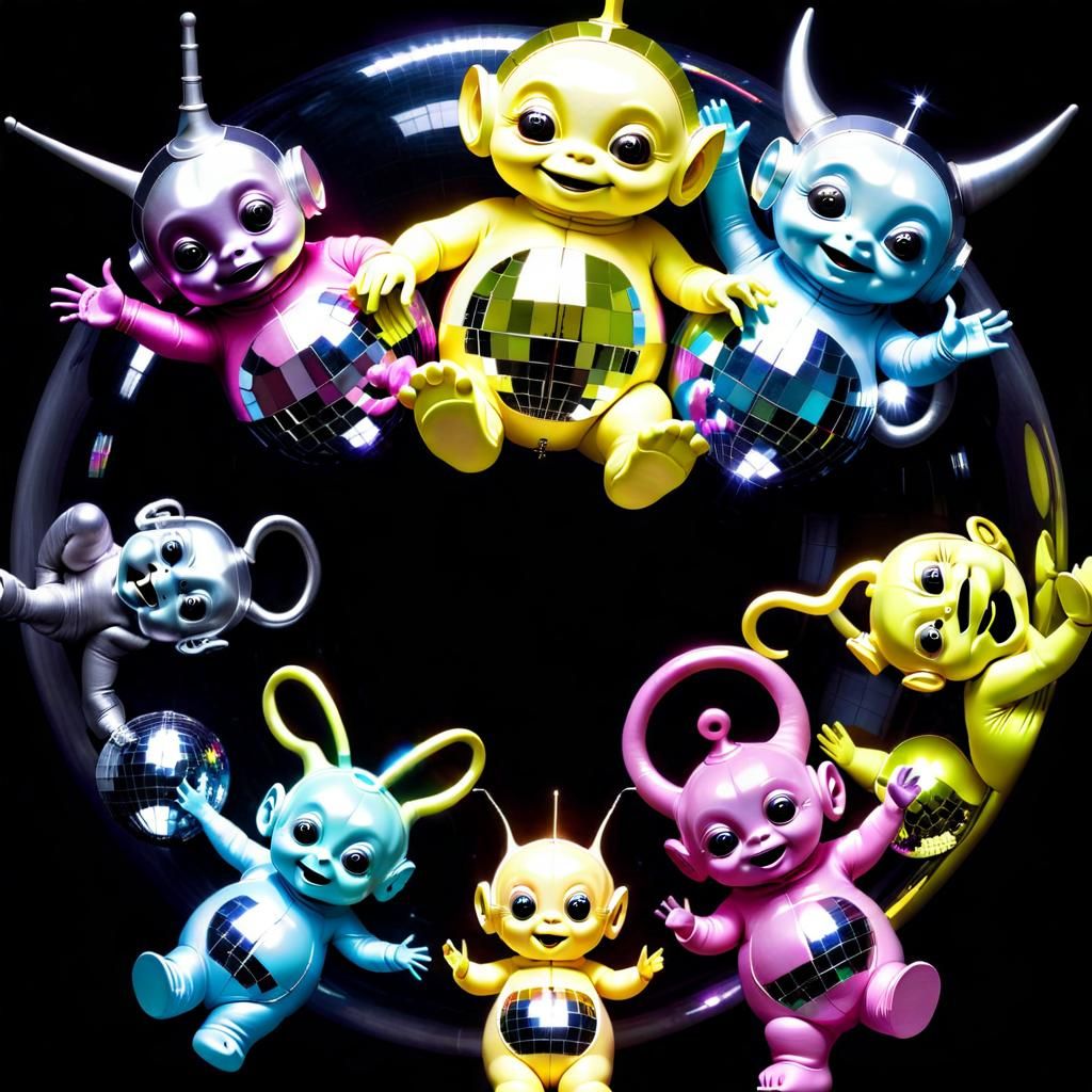 Psychedelic Disco mirrorball Teletubbies world