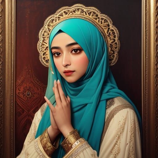 Woman in Hijab in Gustave Moreau Style
