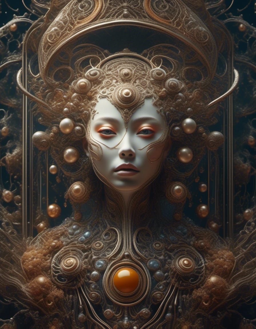 Ethereal Girl Portrait with Filigree Details