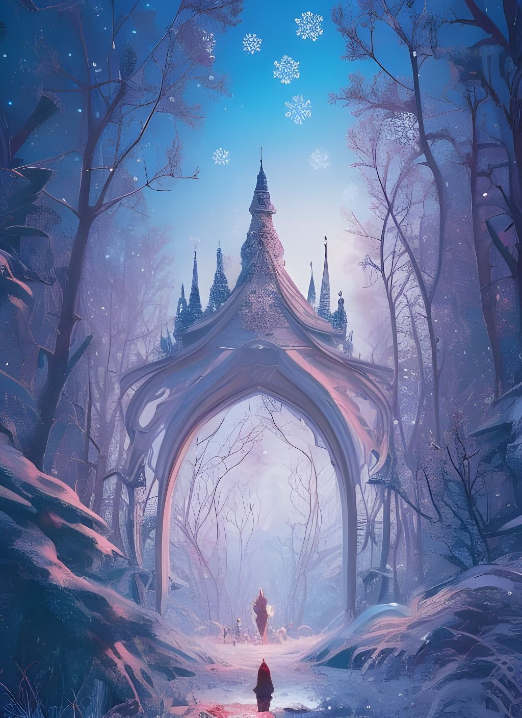 Fantasy Winter Wonderland Digital Illustration in 8K