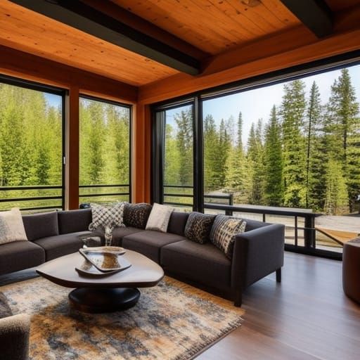 Cozy Rustic Cabin Living Room in Warm Light