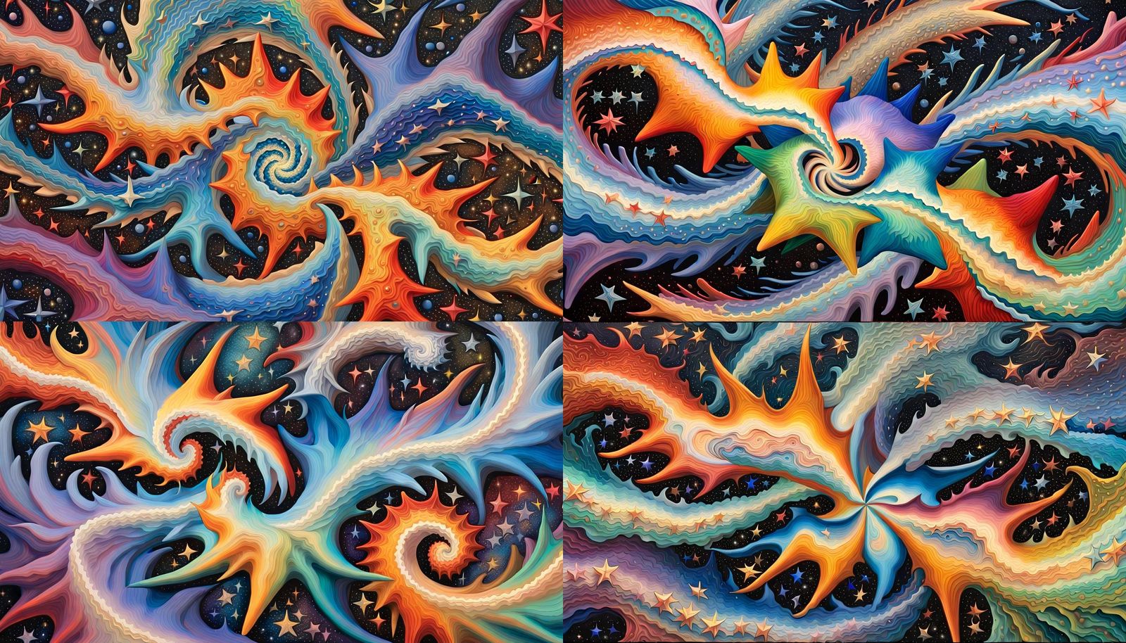 Iridescent Stars in Aboriginal Impasto Painting