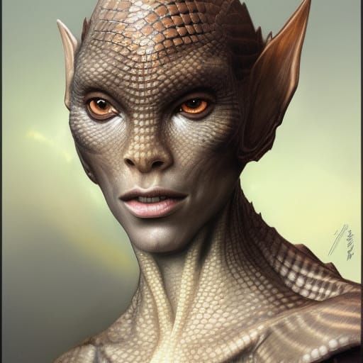 Reptilian Humanoid Character Portrait in Sci-Fi Style