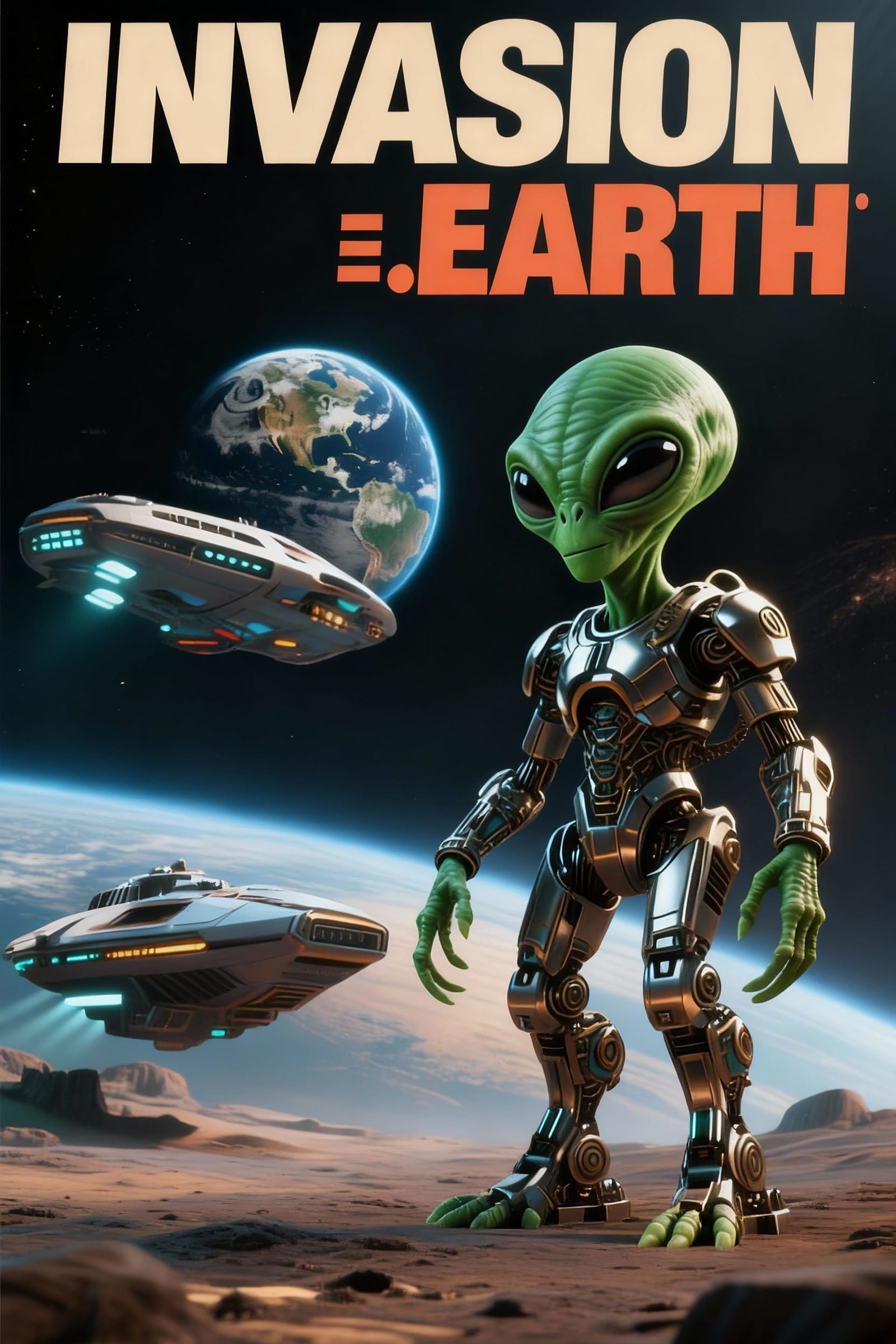 INVASION:EARTH retro 1950's SciFi magazine cover