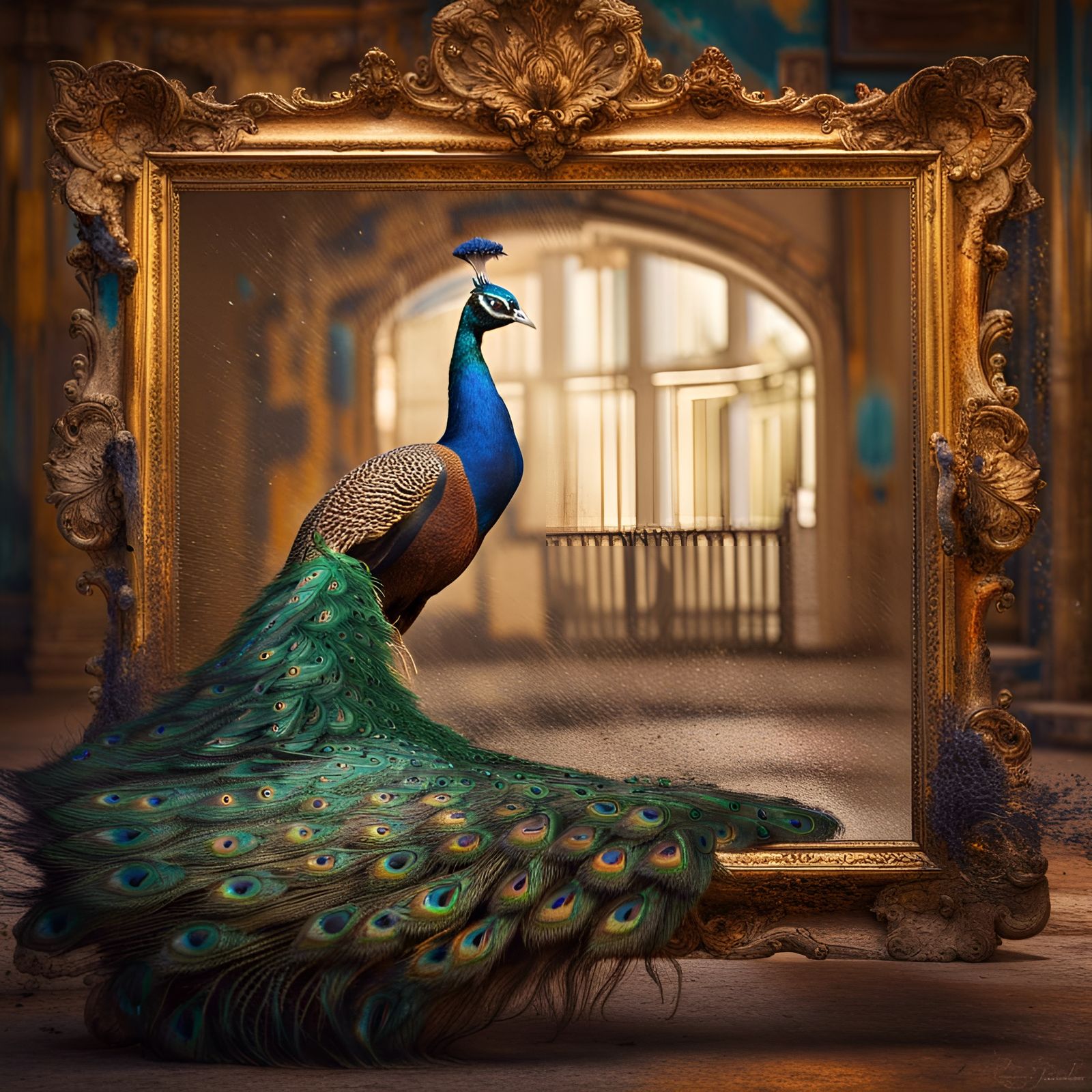 The peacock and the golden mirror in South Africa
