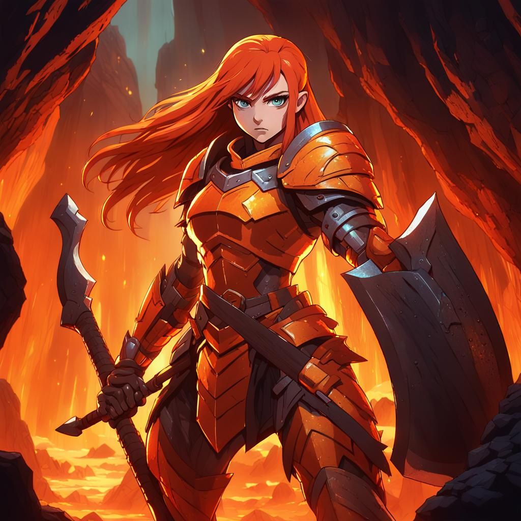 Anime Warrior in Cavern of Despair, Cel-Shaded Style