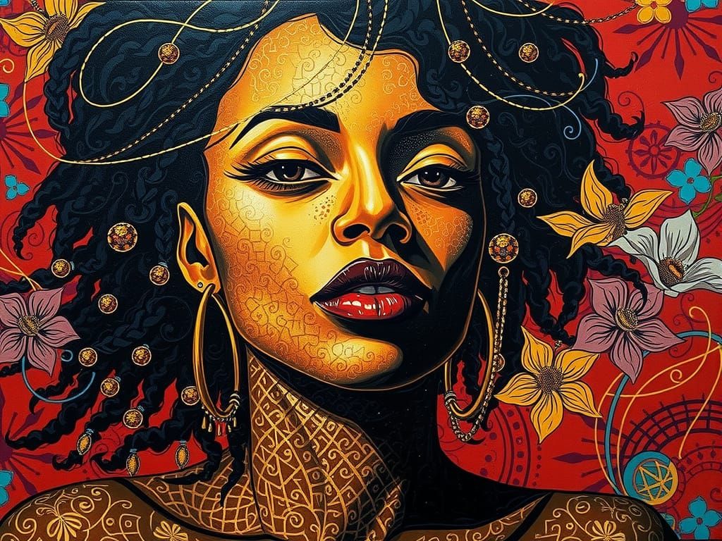 Vibrant Digital Portrait of a Confident Black Woman