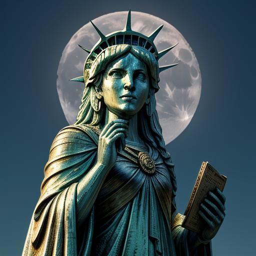Statue of Liberty Kisses the Moon: Matte Painting