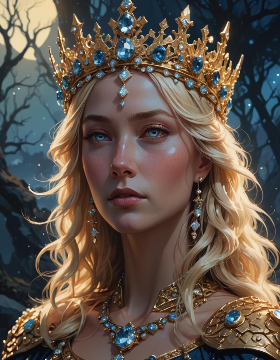 Goddess Queen with Diamond Crown: Fantasy Art