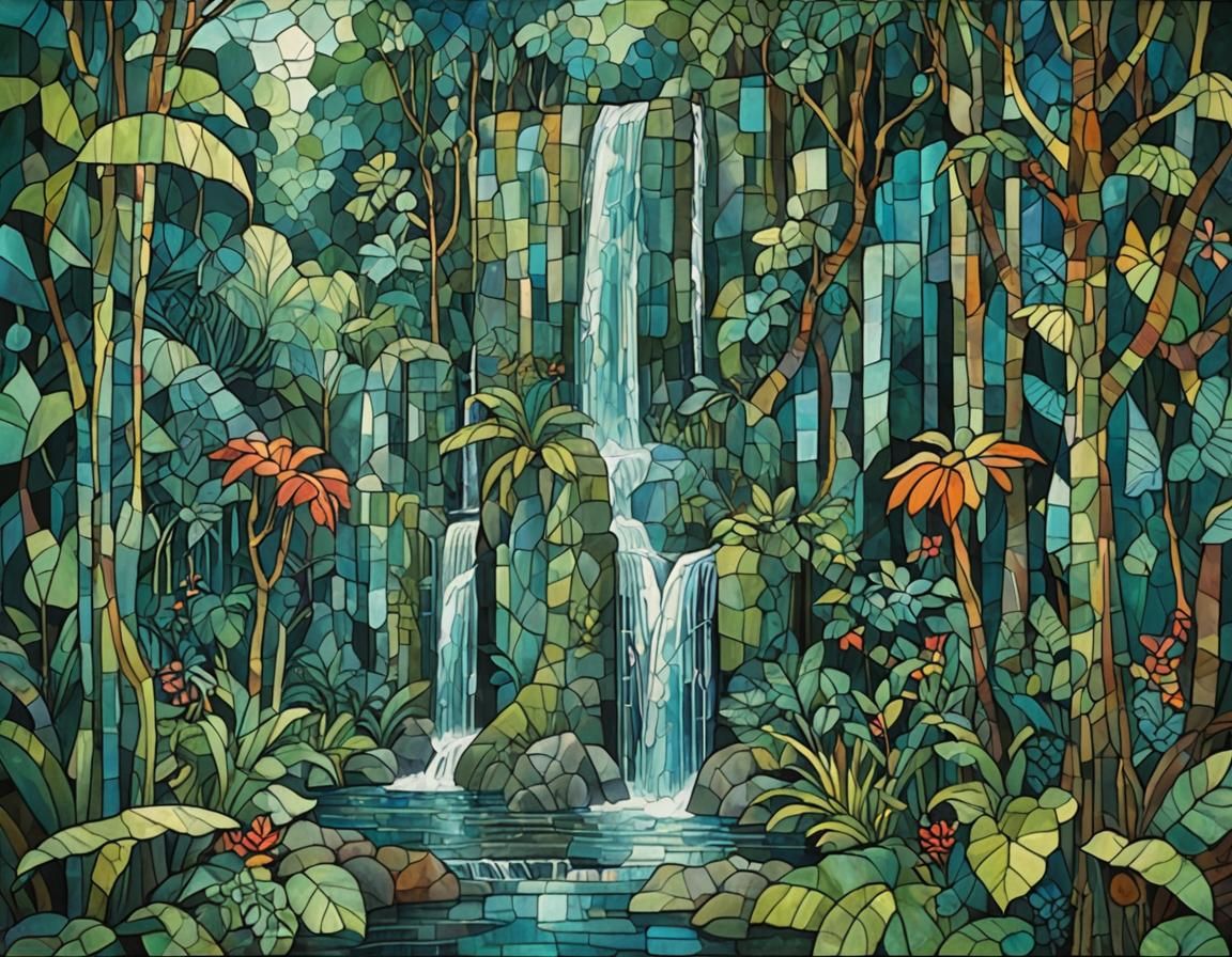 A waterfall in Amazon rainforest.