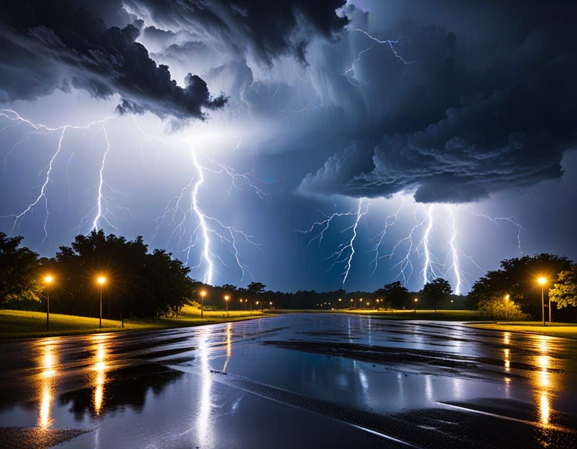 Dramatic Rain and Lightning Storm