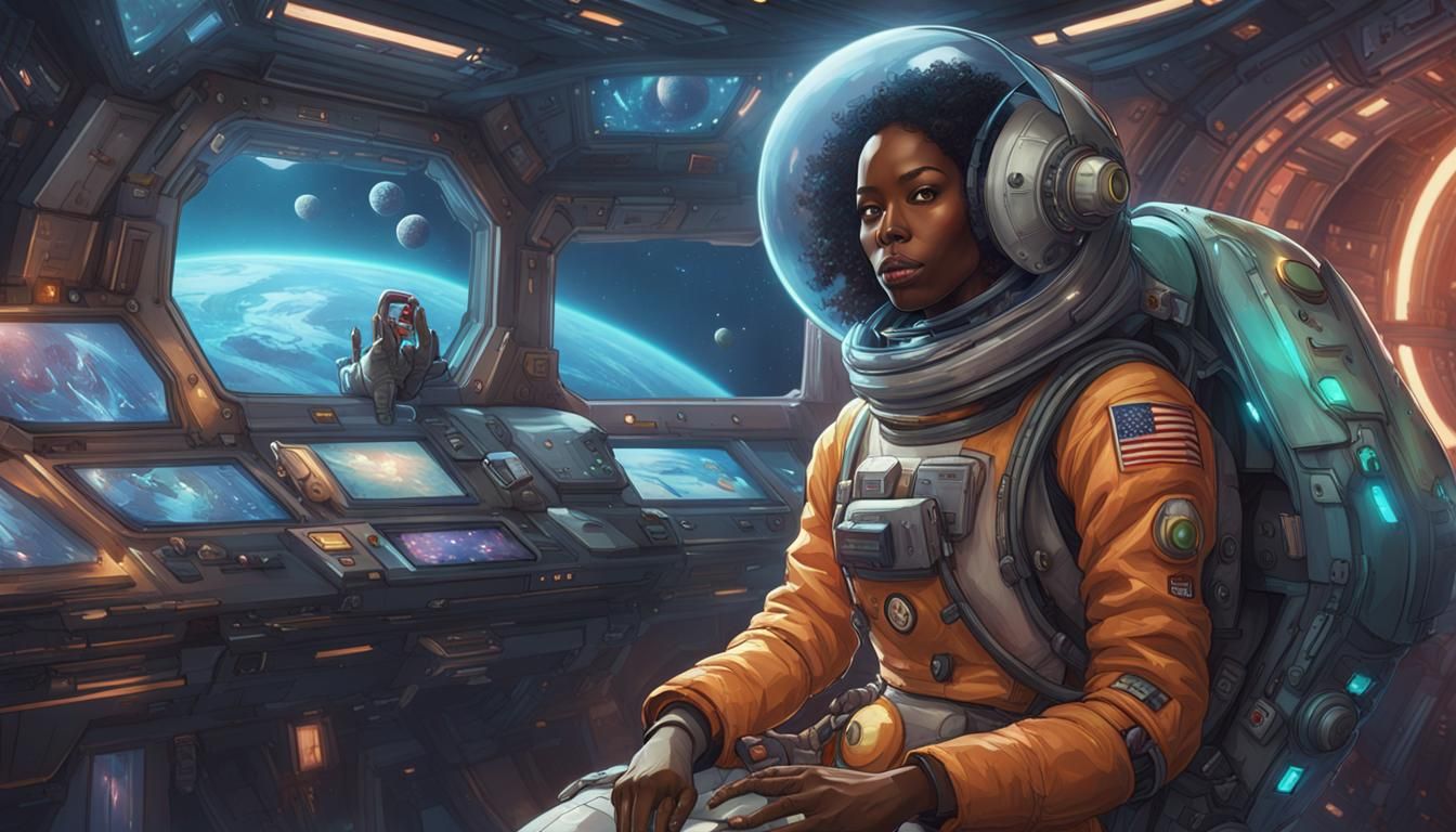 Sci-Fi Portrait: Woman in Spacesuit at Alien Bar