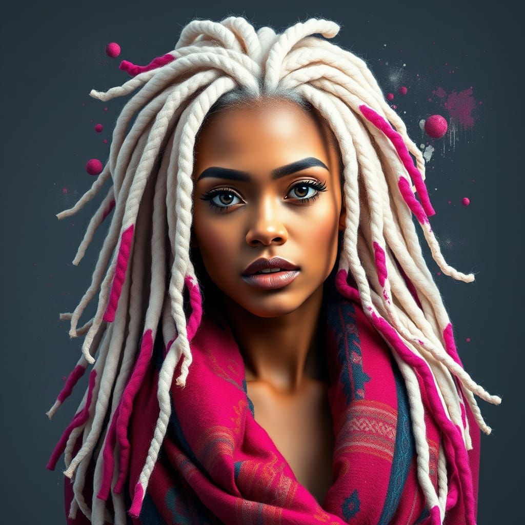 Stunning Woman with Dreadlocks in Graffiti Art Style