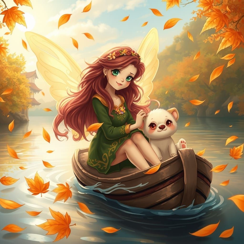 Autumn Fairy Sailing on Autumn Waters