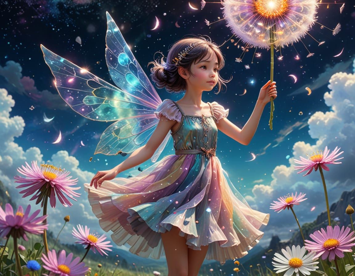 Dandelion Fairy in Dreamlike Ghibli Style