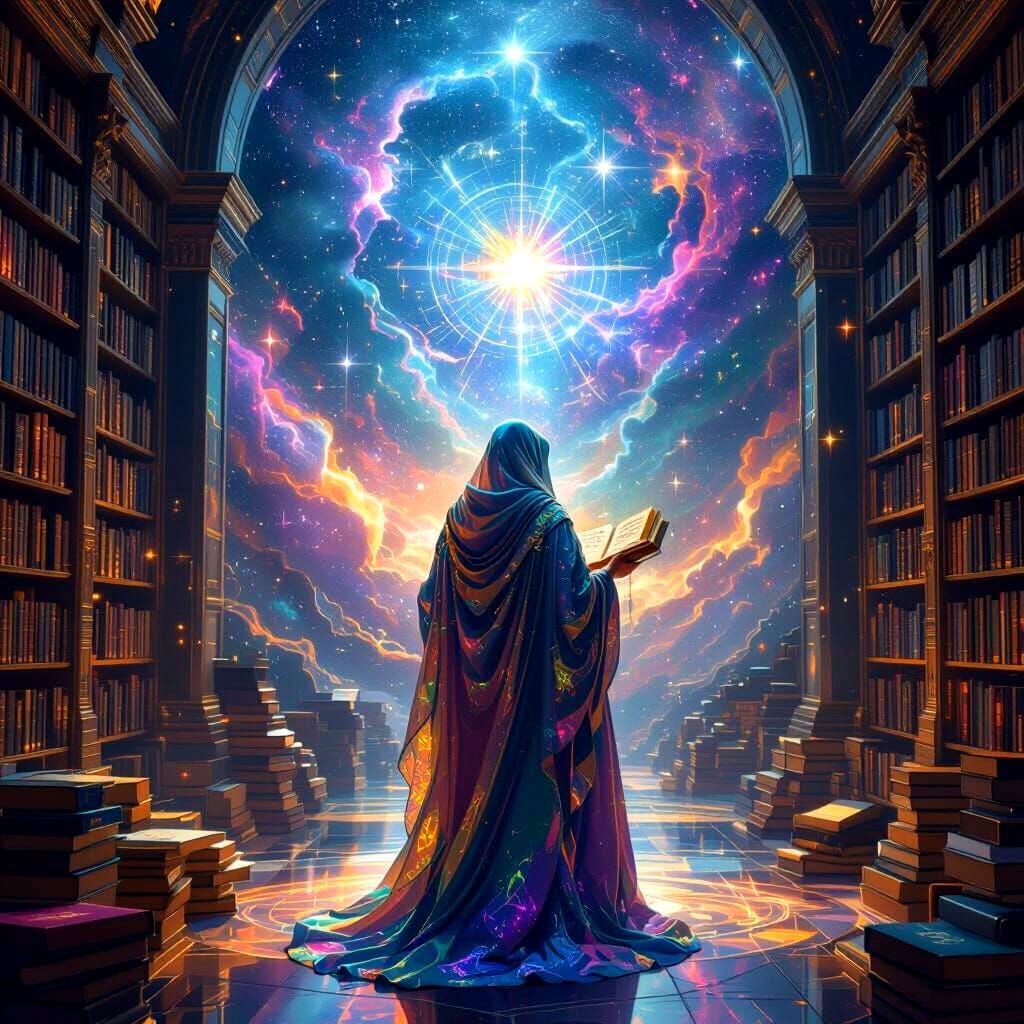 Cosmic Library: A Psychedelic Visionary Artwork