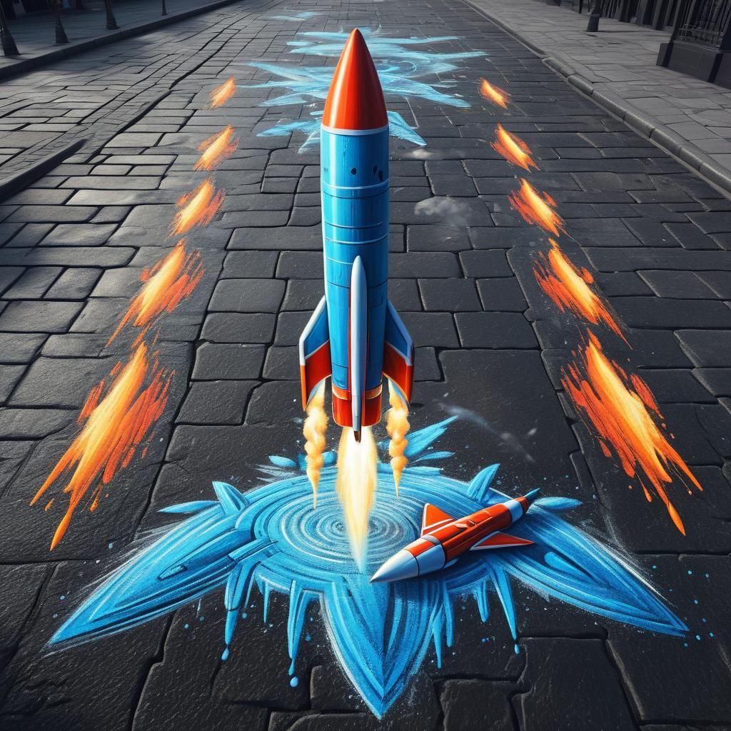 3d Chalk Art Rocket