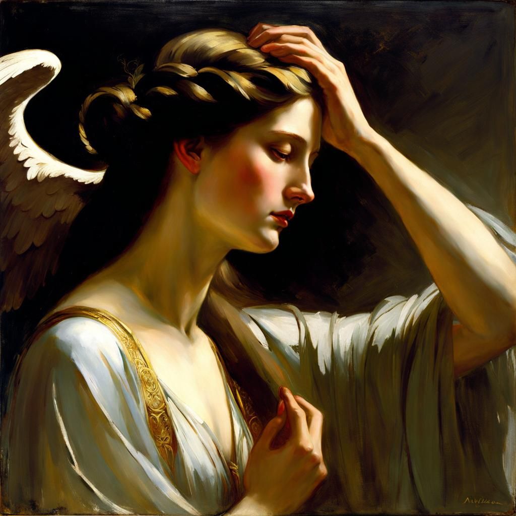 Sad Angel Woman