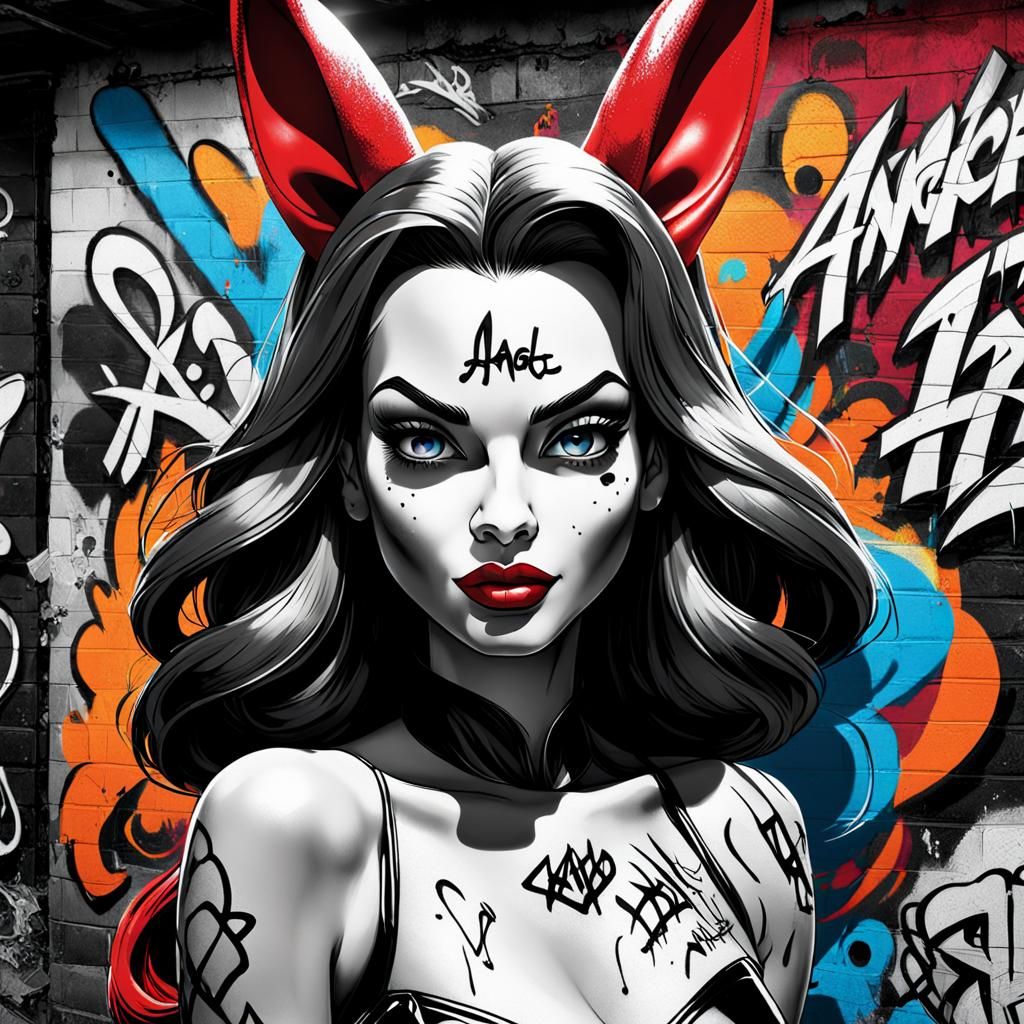 Hip Hop Jessica Rabbit Black and White Art