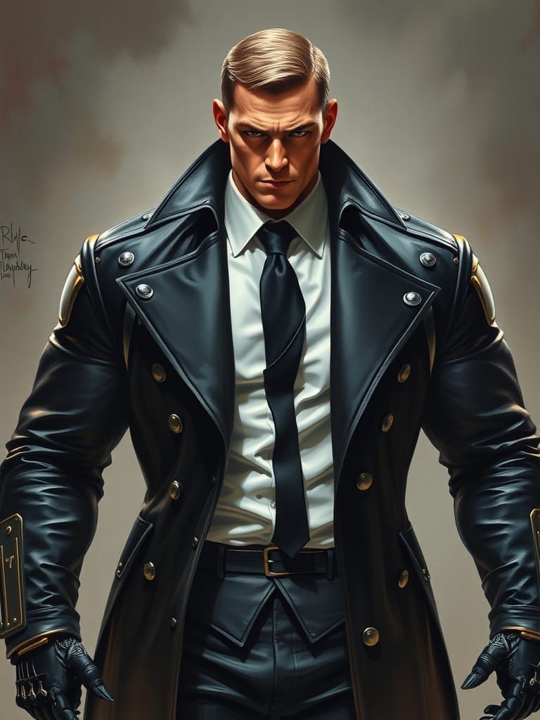 Cyborg Prince with Bulging Biceps and Chiseled Chest in Dark...