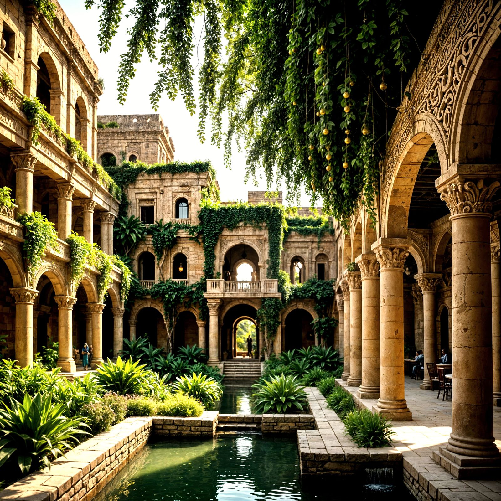 The Hanging Gardens of Babylon in Ethereal Light