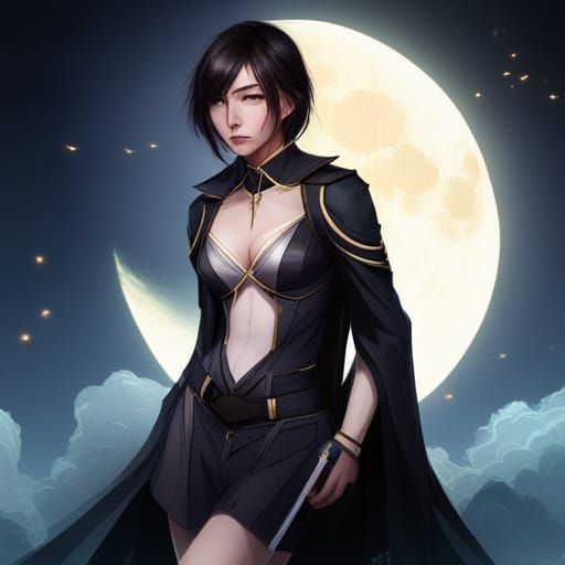 Rukia Lightning Portrait with Black Butterfly, Detailed Art