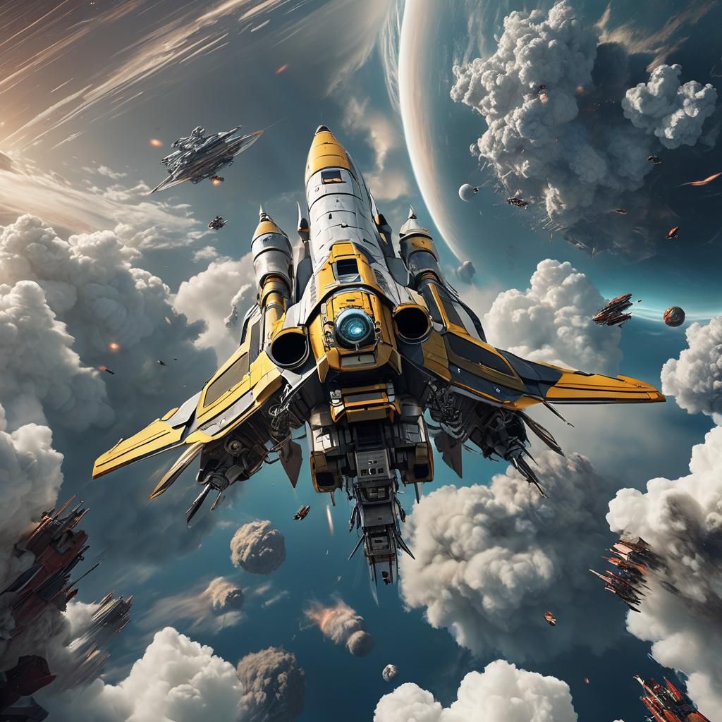 Wasp Rocket in Orbit: Sci-Fi Cinematic Art