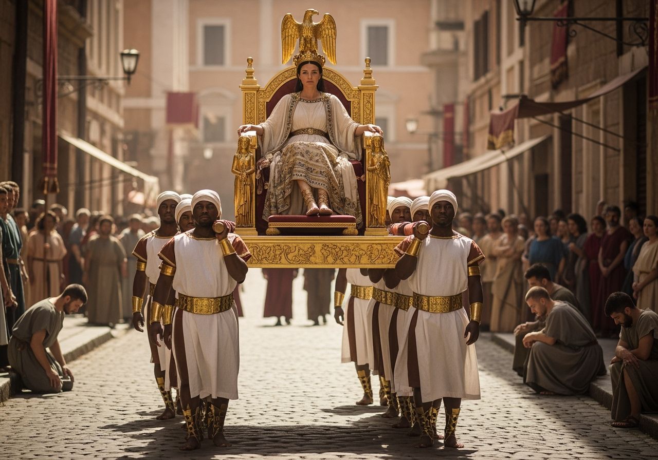 Empress Messalina on a Golden Litter Throne