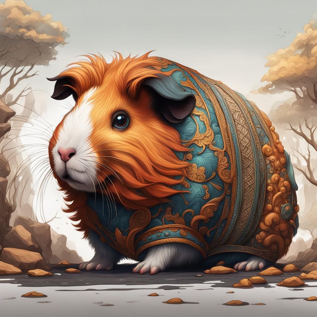 Detailed Hand-Drawn Guinea Pig Concept Art