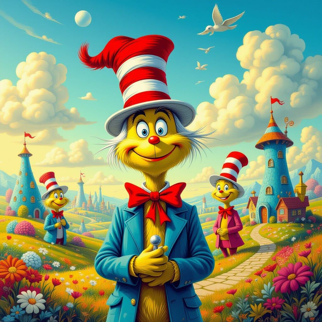 Hyper-Realistic Dr. Seuss Characters in Fantastical Landscap...