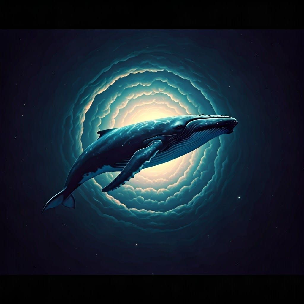 Majestic Whale Pierces Vibrant Cosmic Nebula
