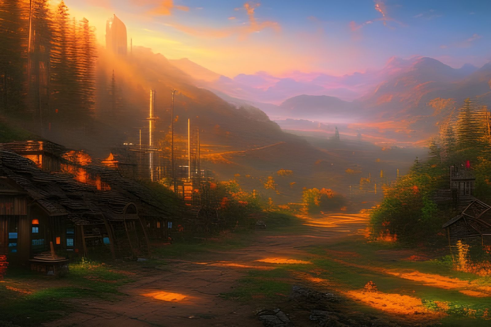 Dystopian Post-Apocalyptic Landscape in Luminist Style