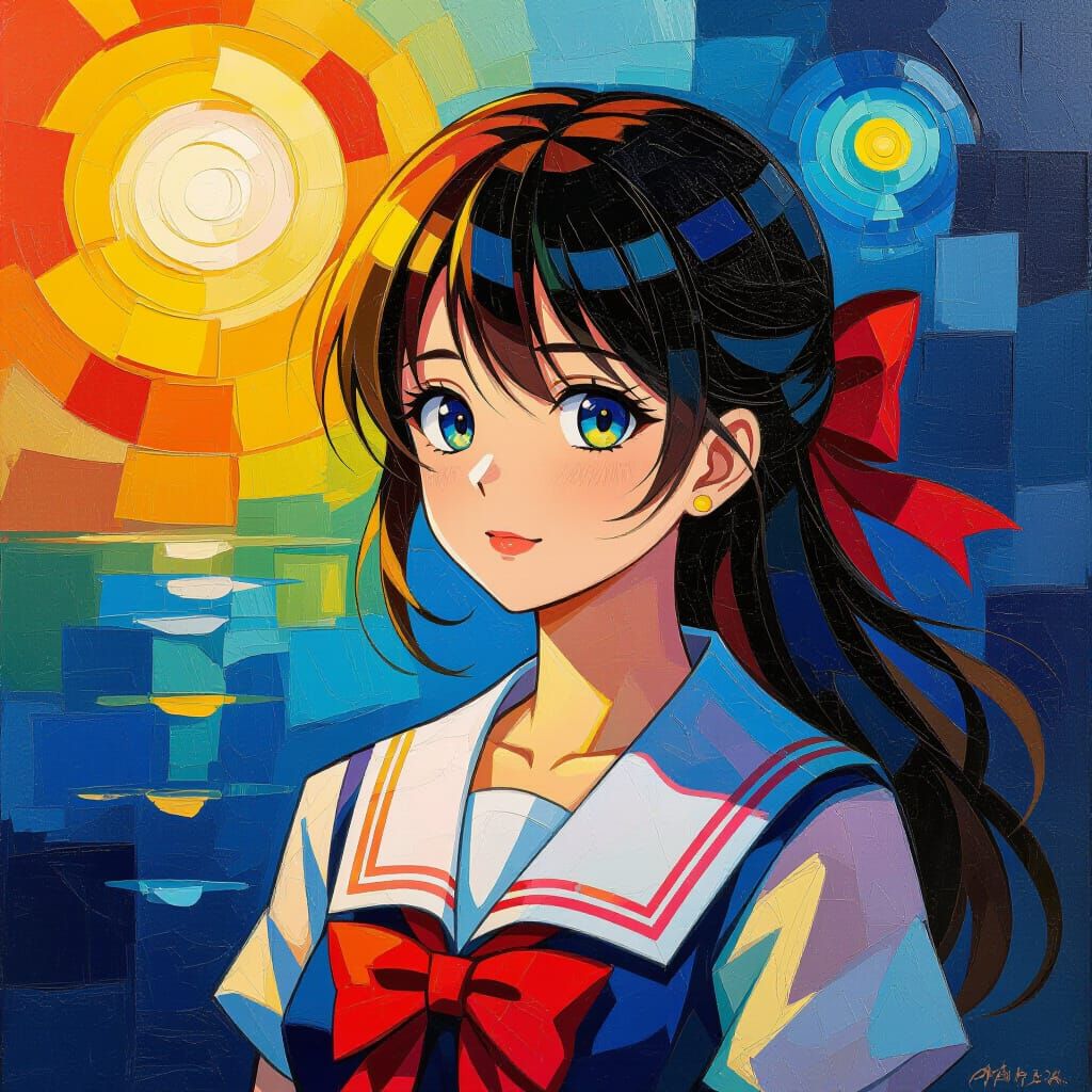 Anime Key Visual in Expressionist Impasto Style