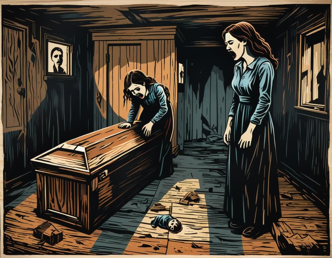 Mourning Mother: An Expressionist Woodcut of War's Anguish